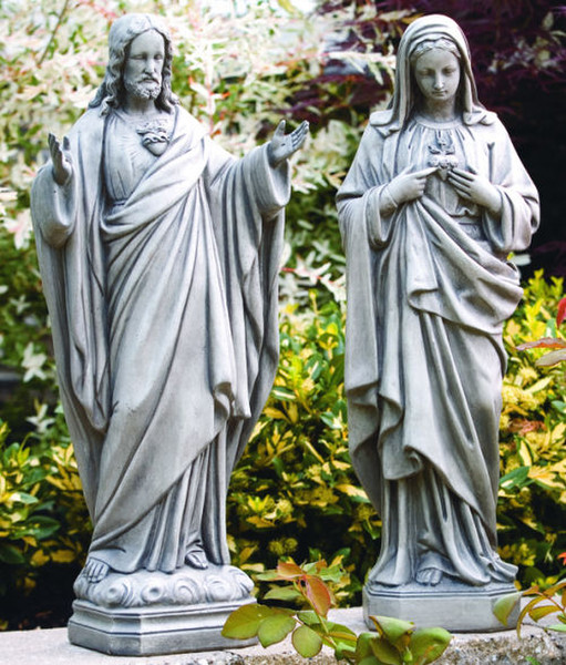Statues Jesus & Mary Sacred Heart Set Sculptures Sacred Religious